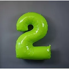 Шар из фольги цифра 2 Лайм Яркий